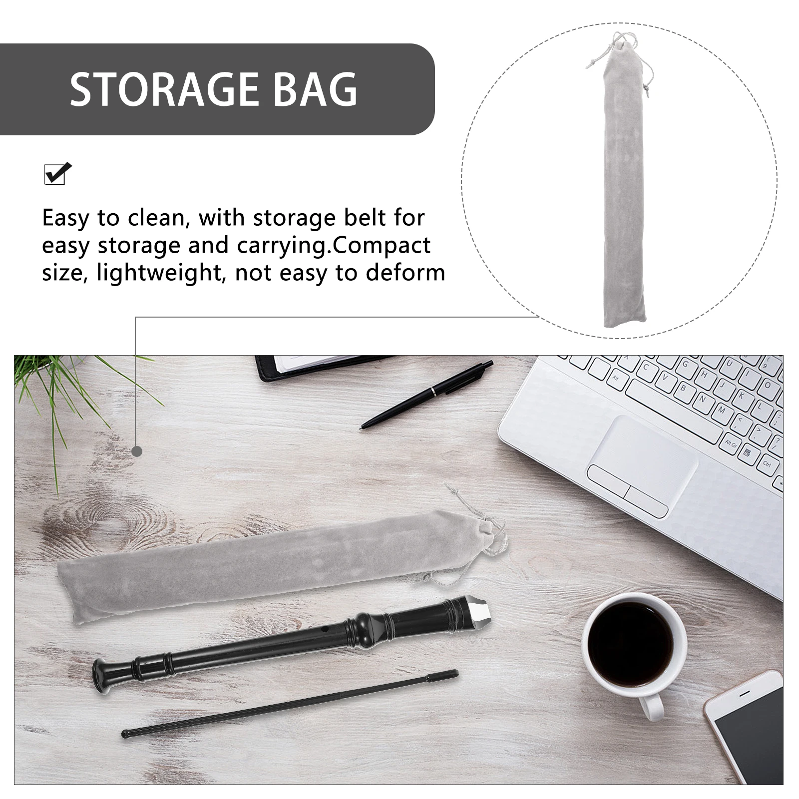 

1 Set 8 Hole Clarinet Soprano Recorder Flute For Kids Abs Material Compact Lightweight Musical Instrument With Cleaning Rod