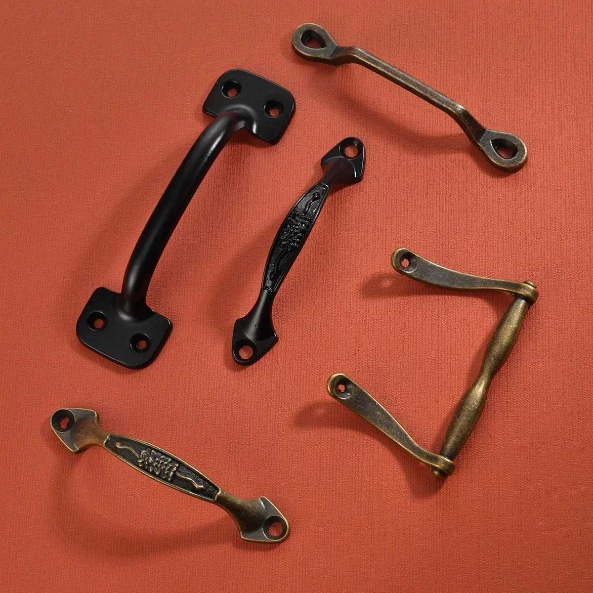 5pcs Antique vintage strip wooden box drawer closet jewelry box medicine cabinet handle zinc alloy bridge handles for furniture