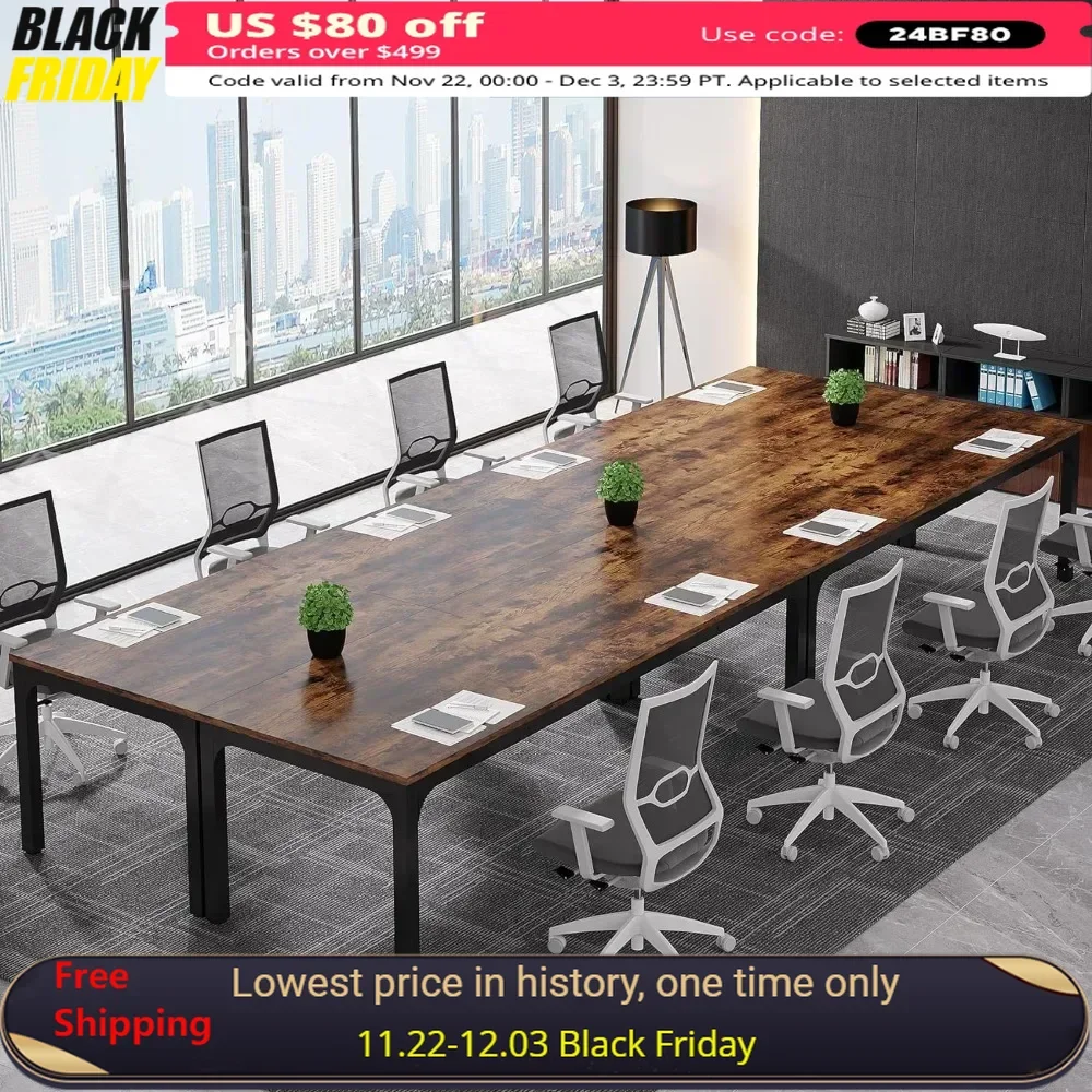 13FT Conference Table for 12-16 Person, Large Rectangle Business Meeting Seminar Tables, Only Table, Conference Table