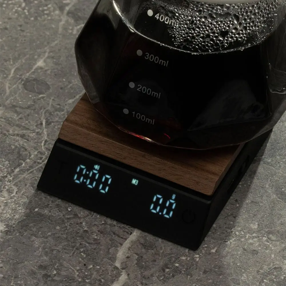 Walnut Wood Mini Wooden Tea Scale LED Portable Electronic Tea Scale Accurate Type-c Wooden Tea Balance Delicates Portioning