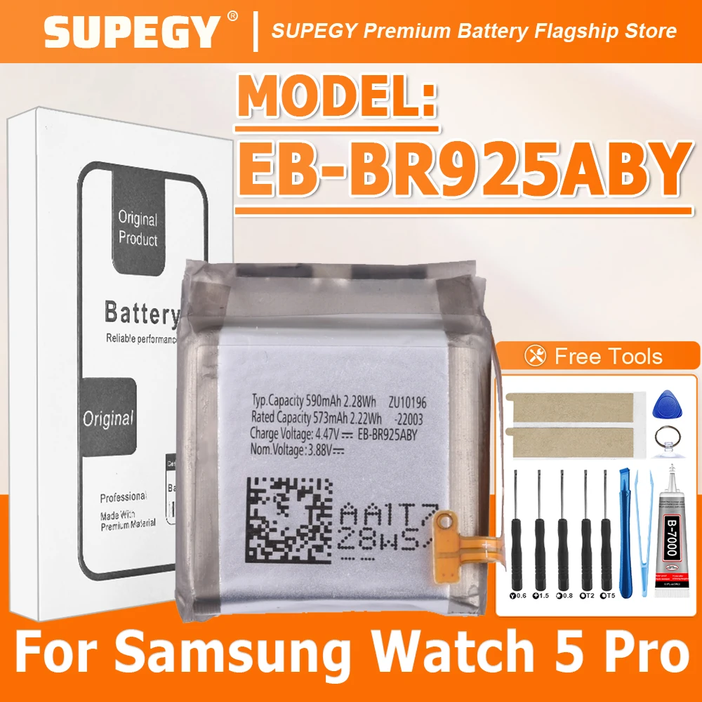 2026 Years SUPEGY 100% New 590mAh EB-BR925ABY Battery SM-R920 SM-R925 For Samsung Watch 5 Pro Batteries + Free Tools