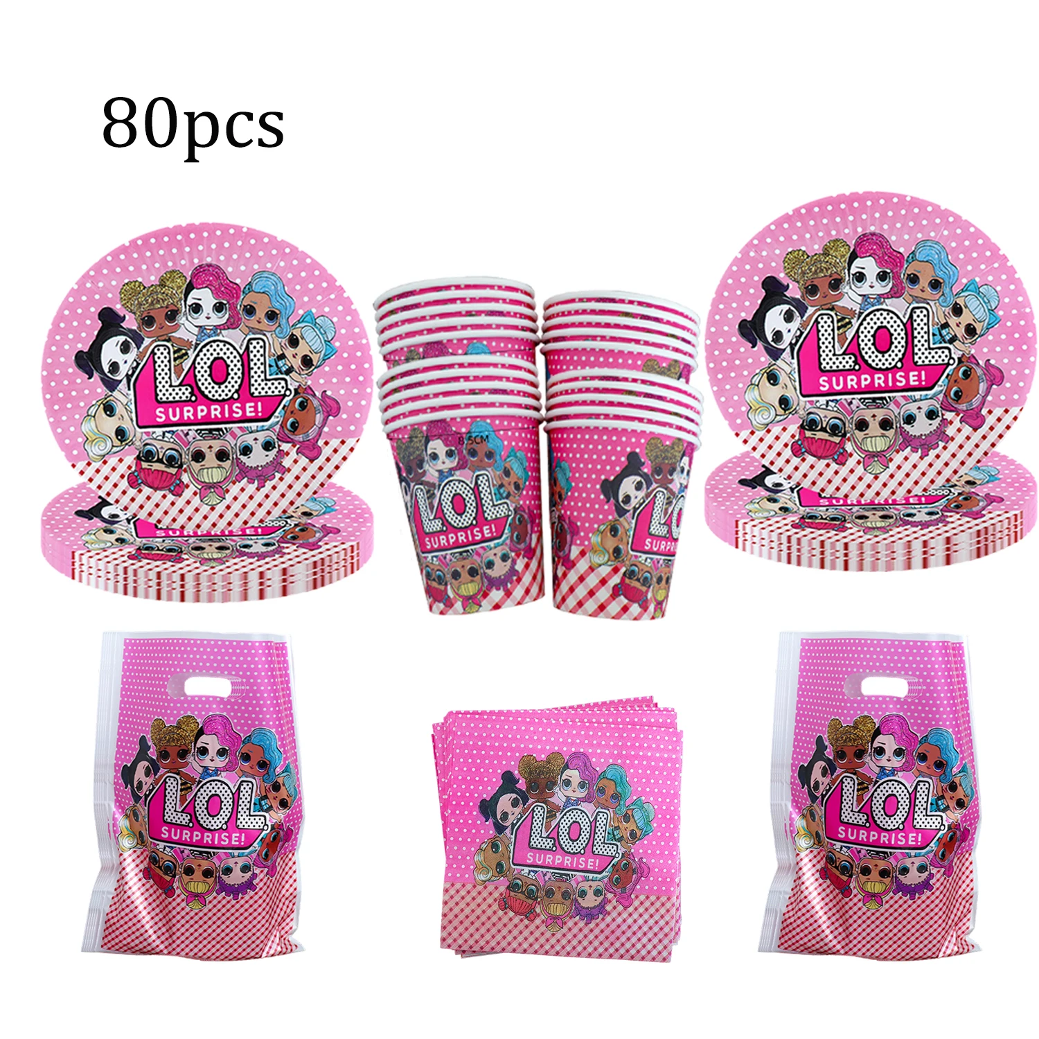 lol مفاجأة دمية حفلة عيد ميلاد موضوع الزينة أوراق لوحات أكواب راية مفرش المائدة القش مجموعة لإمدادات استحمام الطفل #2
