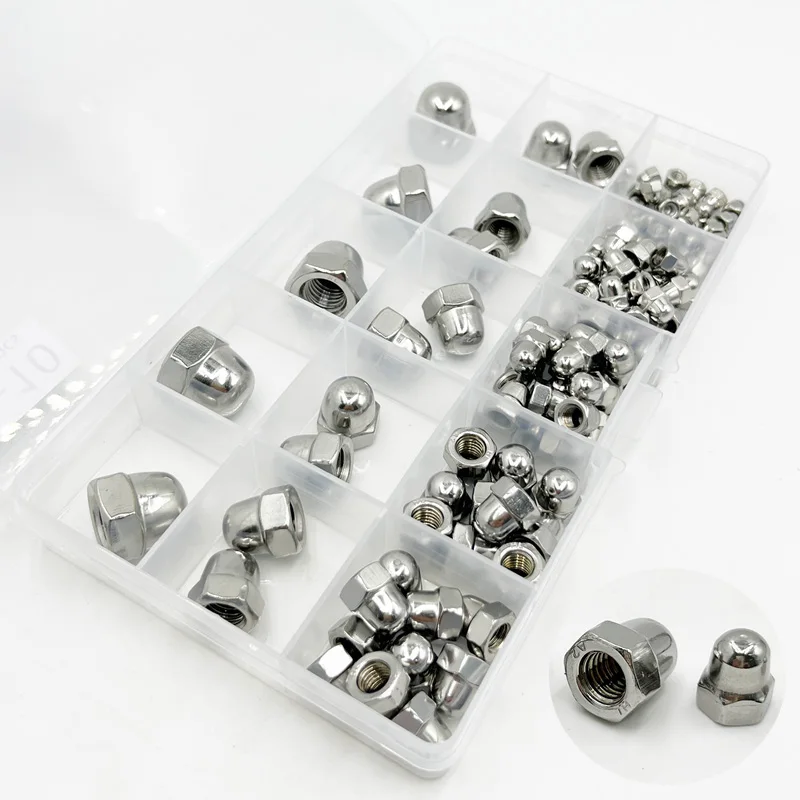 

Acorn Nut Kit M3 M4 M5 M6 M8 M10 M12 A2 304 Stainless Steel Hexagon Dome Cap Nut Set Blind Nut Acorn Cap Nut Metric Fine Thread