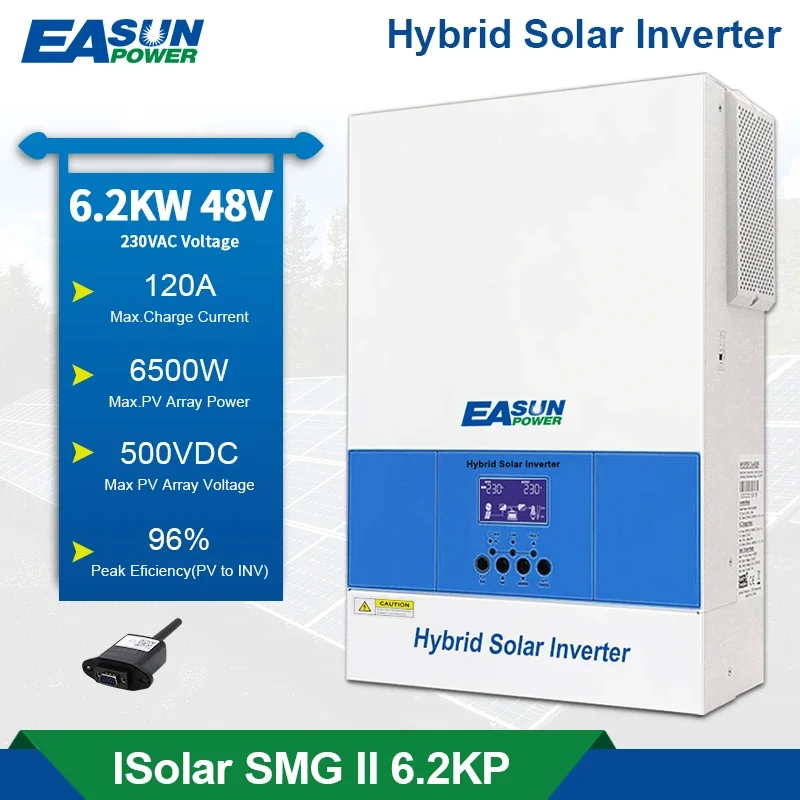 

EASUN POWER Solar Hybrid Inverter 6.2KW 48V 220V Pure Sine Wave MPPT Hybrid Inverter 120A Solar Charger Controller 50Hz/60Hz