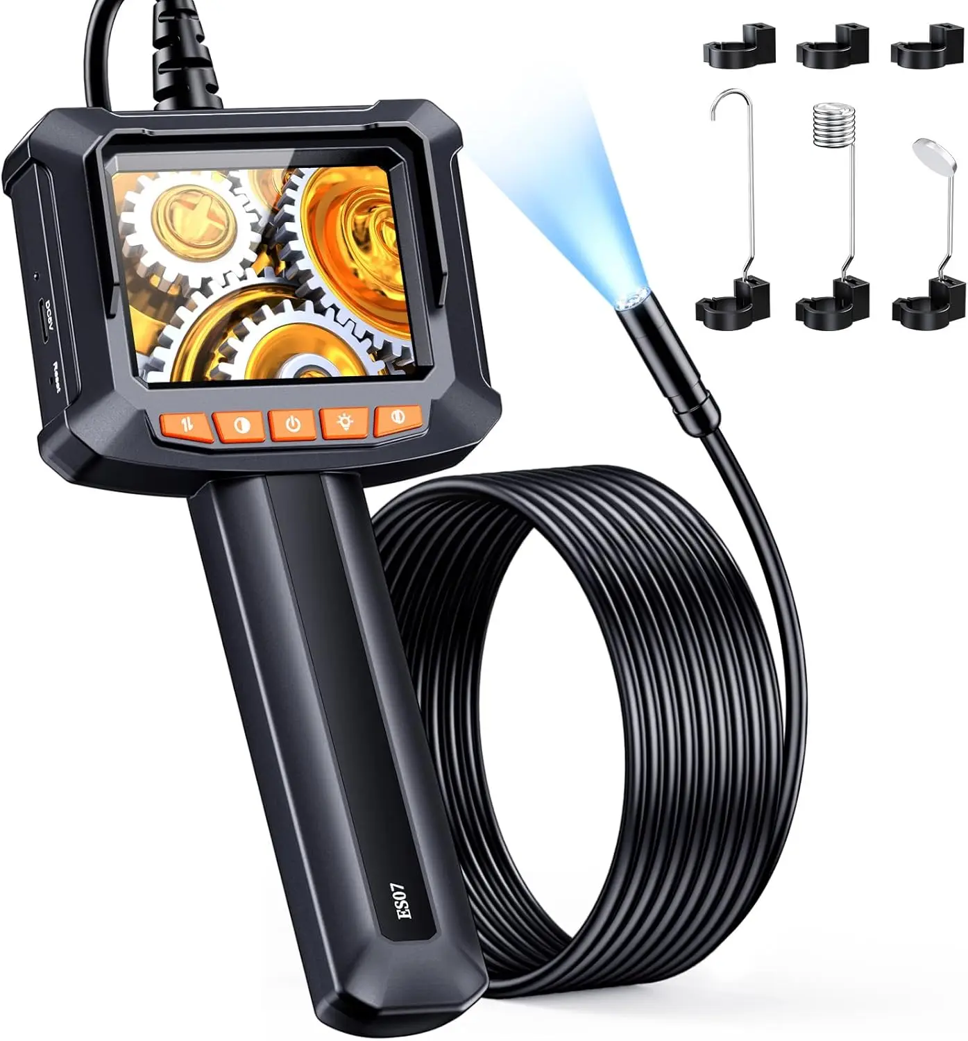 

2,8-дюймовый HD-бороскоп IPS 1080P с подсветкой, 8 светодиодов, гибкая инспекционная камера длиной 16,4 фута, водонепроницаемость IP67, для автомобилей, канализационных, HVAC