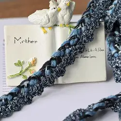 1 Yard Tweed Braid Trim Thick jacquard Rope Lace Blue Woven Webbing Sewing Accessory for Garment DIY Trimming