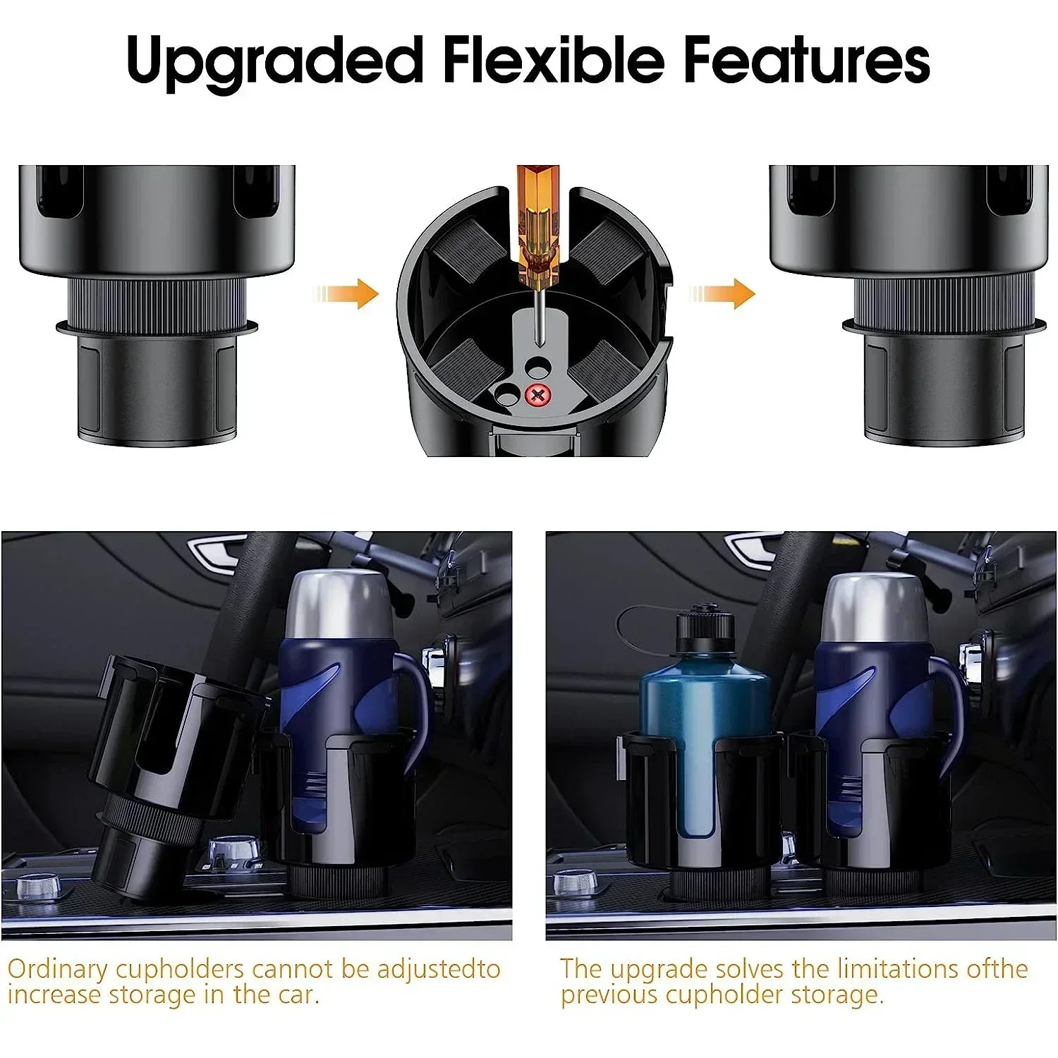 Car-mounted Water Cup Holder and Mobile Phone Holder, Multifunctional Car Cup Holder Extender, Large-sized Beverage Cup Holder