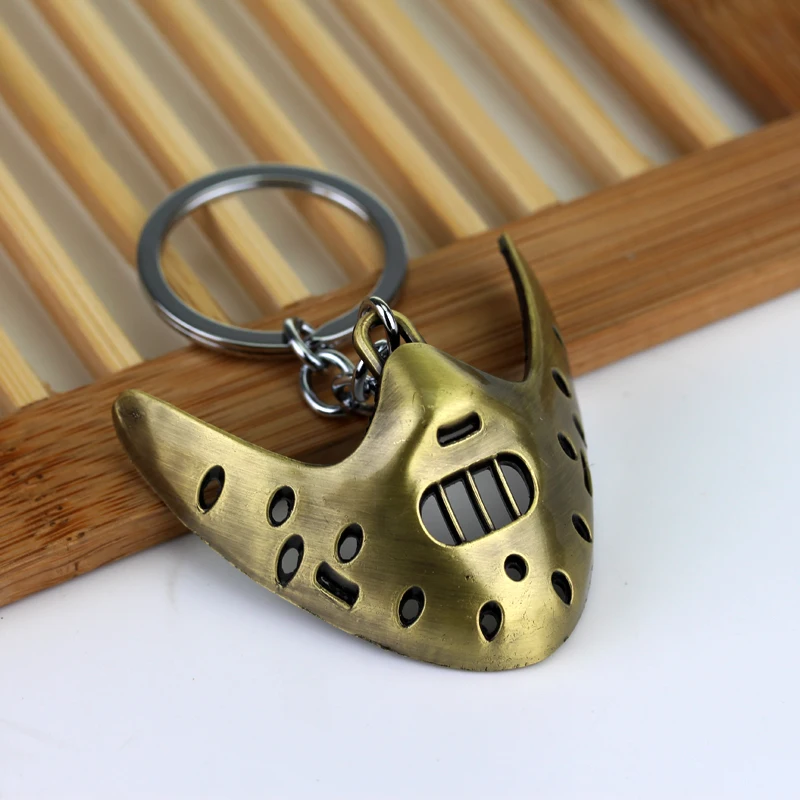 Classic Movie The Silence of The Lambs Black Mask Keychain Necklace Hannibal Lecter Keyring Cosplay Jewelry Fans Gifts ﻿ ﻿