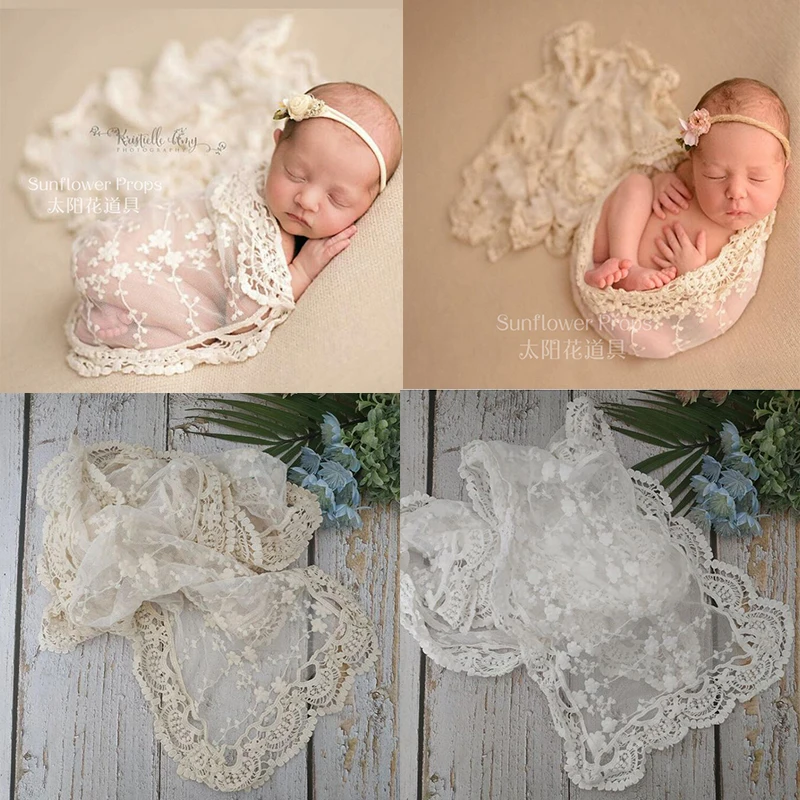 Newborn Photography Props High Quality Lace and Exquisite Embroidery Wraps Blanket Infant Photo Shooting Filler Background