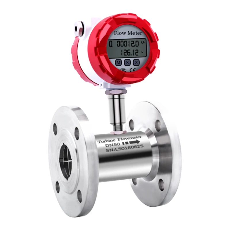 Turbine Flowmeter Flange Stainless Steel Electronic Digital Display Sensor SS304 / SS316L Water Oil Liquid RS485 4-20mA Pulse