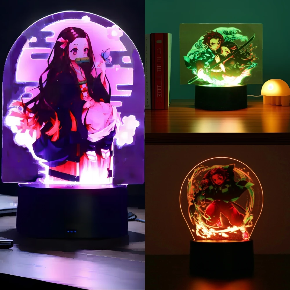 Aemon slayer Led Night Light Figure Kimetsu No Yaiba Nezuko 3D Lamp Bedroom Decor Child nightlight Kids Room Table Lights Gifts