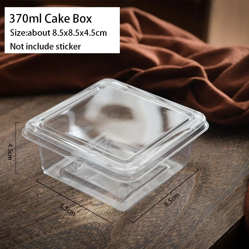 50pcs Tiramisu Container with Lid Square Plastic Cake Packaging Box 370ml Disposable Baking Food Mousses Dessert Cup