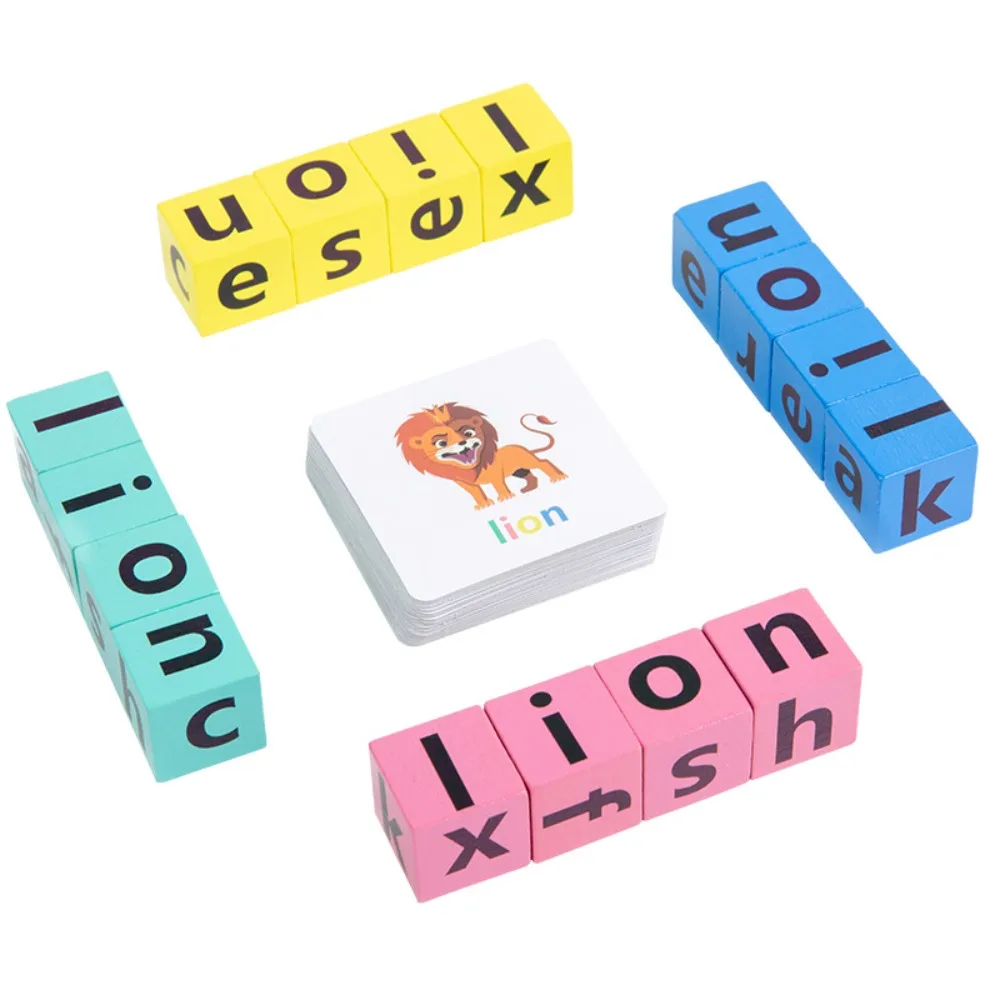 Flashcards Wooden Flash Cards Letter Learning Letter Spelling Block Alphabet Spelling Game English Words Card Puzzle Game