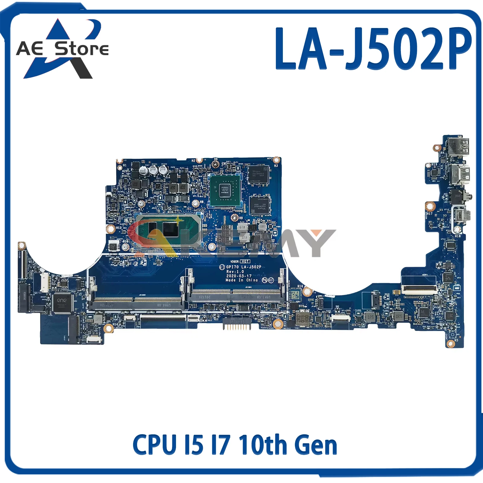 Ae LA-J502P Laptop Motherboard für HP Neid 17-cg 17m-cg gpi70 L87979-601 L87978-601 mainboard mit cpu i5 i7 10th gen