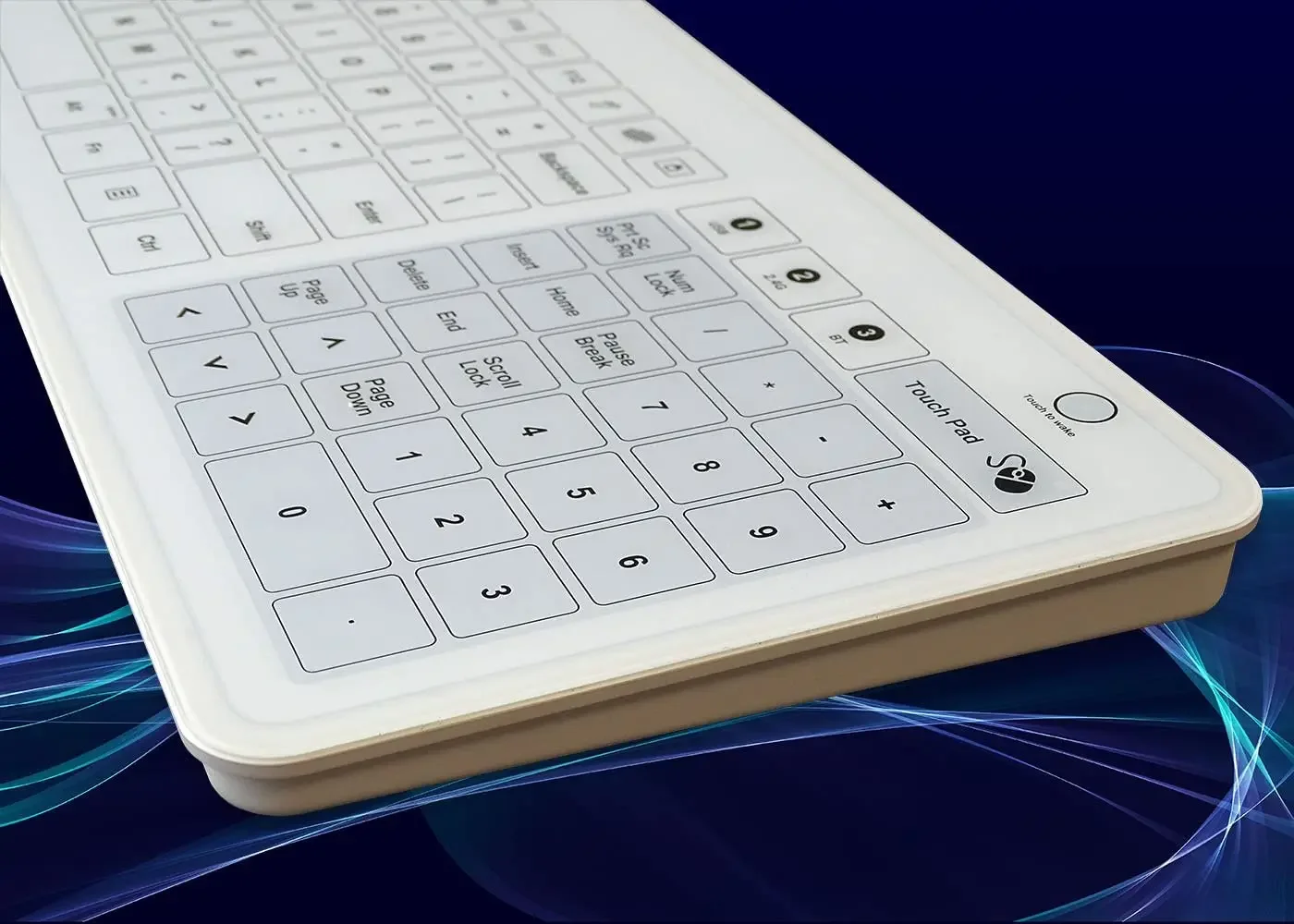 2026 Hot Multi-Interface Medical Touchscreen Glass Keyboard IP67 Waterproof USB 2.4G Wireless for Connection 3 1 Multi-Gesture