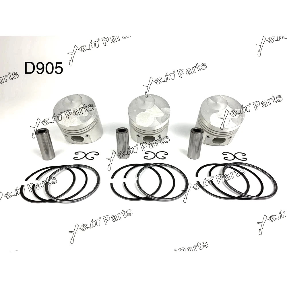 Hot Sell Piston + Ring Kit Set Oversize 72mm (+0.50mm) For Kubota D905 x3 PCS Engine Parts