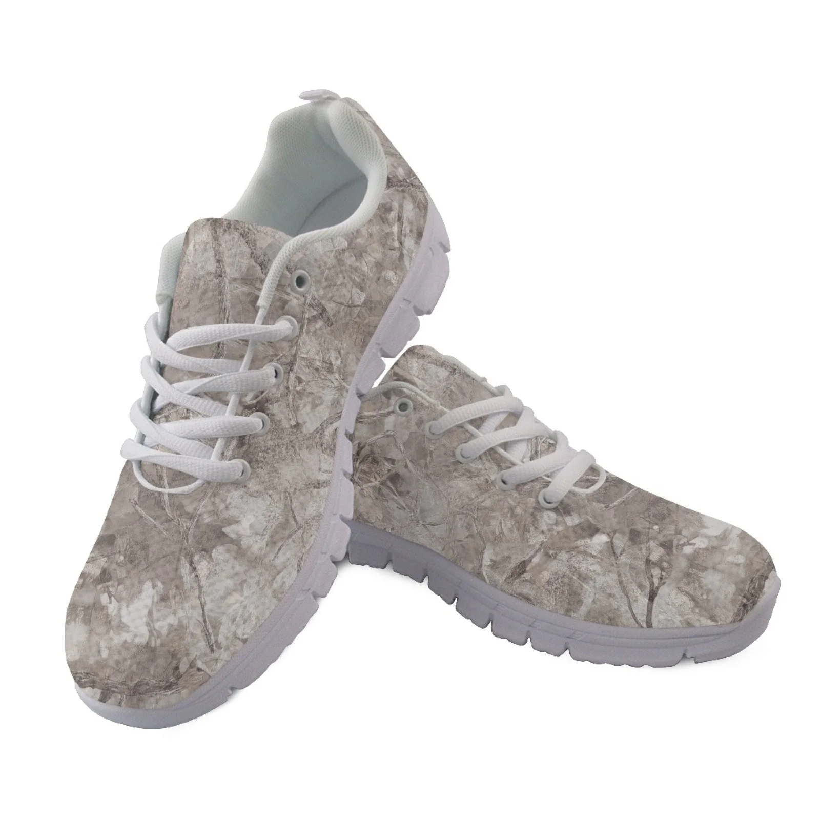 Coloranimal Grey Camo Print Walking Shoes Mesh & EVA Sole Training Athletic Shoes Lightweight Running Athletic Shoes for Men