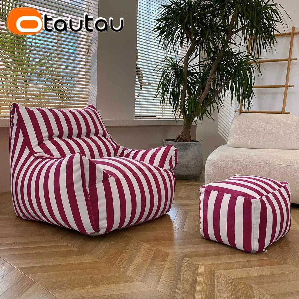 OTAUTAU Outdoor worek fasoli Sofa pokrywa bez wypełniacza wodoodporny ogród Camping worek fasoli pufa fotel plaża meble basenowe SF117