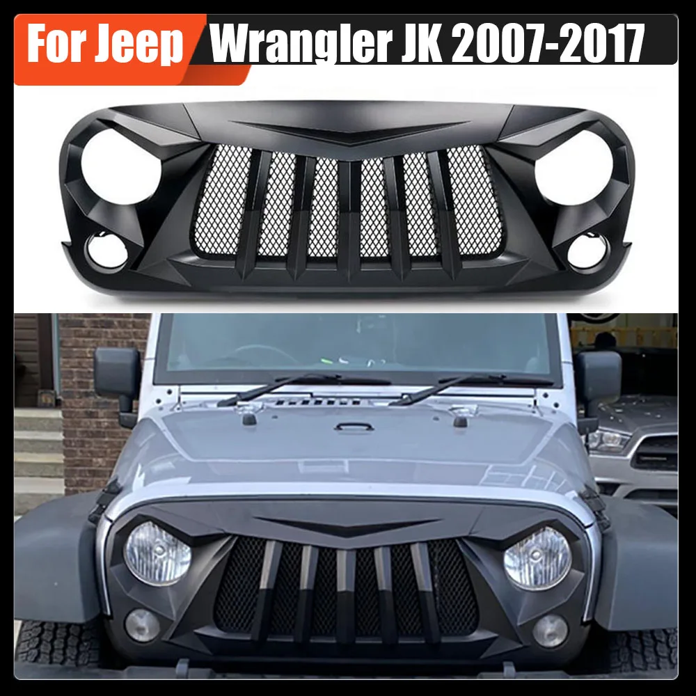 

For Wrangler JK 2007-2017 Car Modified Front Bumper Mask Cover Front Racing Mesh Grills High Quality Off-road 4x4 Accessories
