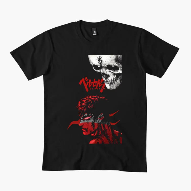 

0325 Guts Berserk Japanese Anime Gift t shirt 100% cotton print clothing Swordsman Manga Graphic Tee Y2K clothes Large size Tops