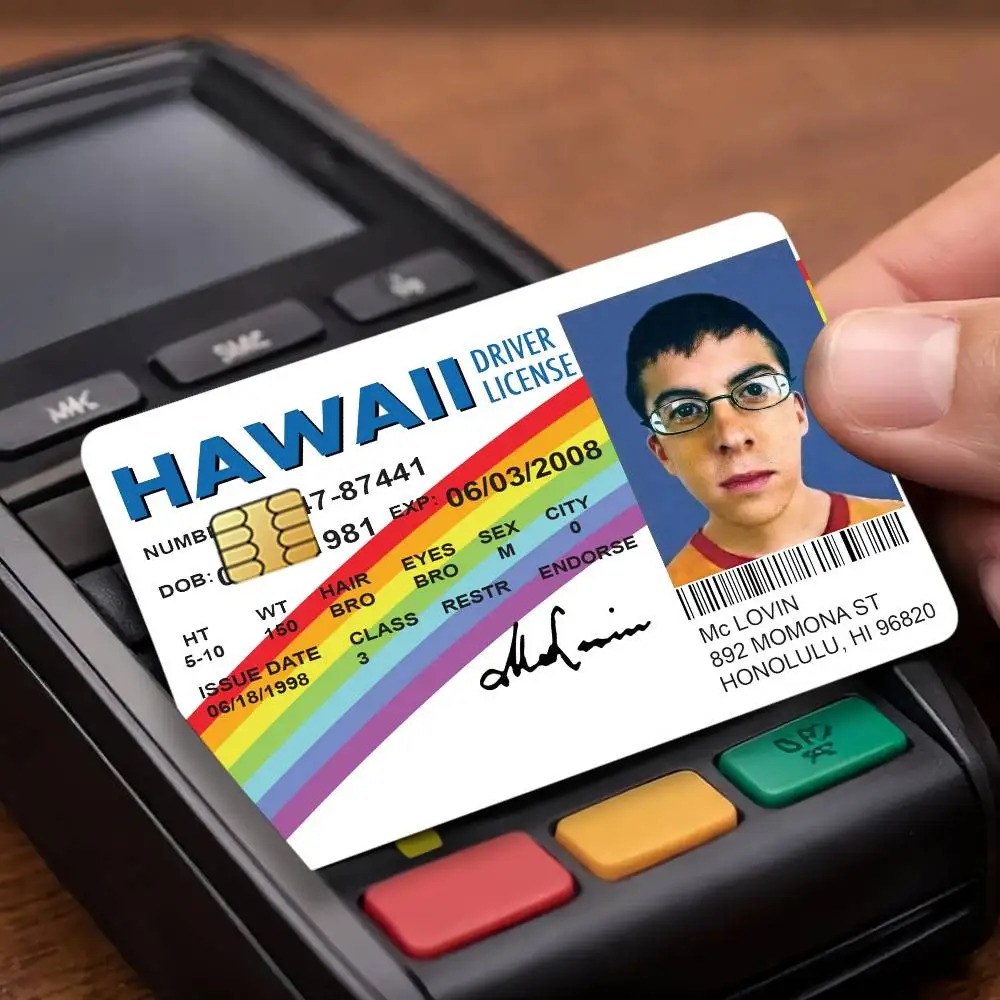 S-Superbad McLovin Fogell ID Credit Card Public Transportation Cards Protective Sticker Waterproof Card Face Decoration 4PCS