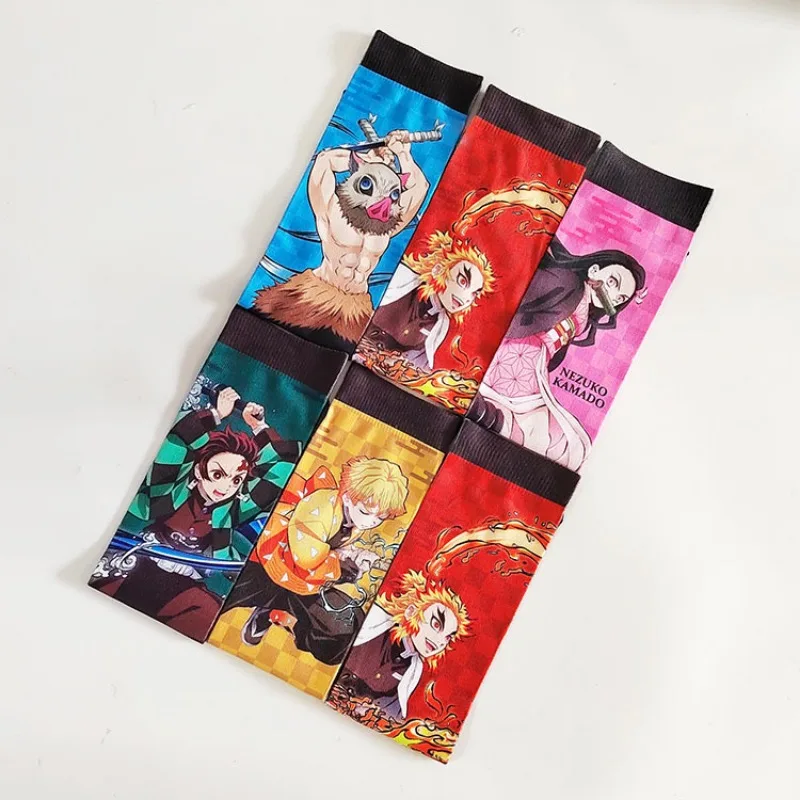 Anime Demon Slayer Nezuko Socks Tanjirou Cosplay Cotton Long Stockings Breathable Fashion Hip Hop Skateboard Sock Christmas Gift