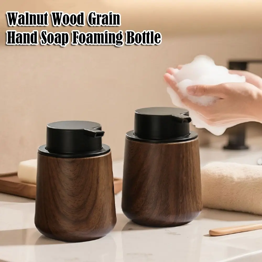 ใหม่วอลนัทไม้ขวดปั๊มแบบพกพาขวดเครื่องจ่ายสบู่สําหรับแชมพูเจลอาบน้ํา