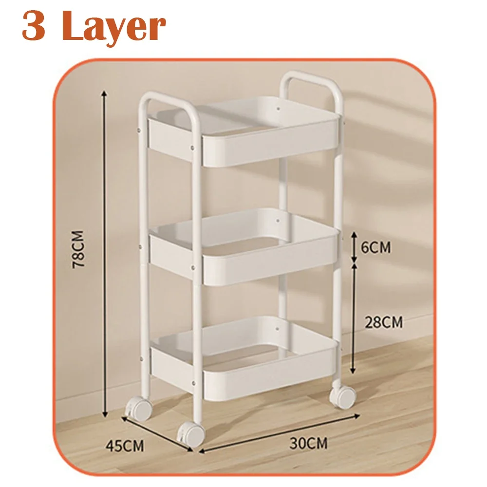 Multi-Layer Mobile Bookshelf Storage Rack Cart Trolley Mobile Kitchen Organizer Cart with Wheel Bathroom Household Storage Shelf