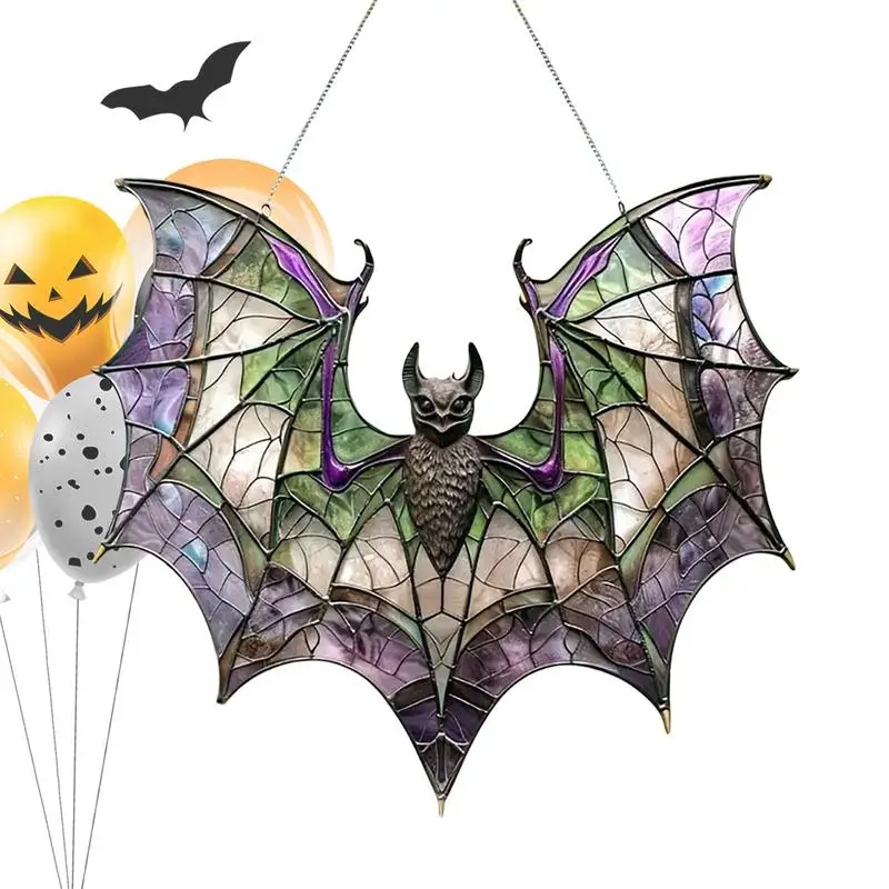 

Acrylic Bat Art Light Catcher Hunging Colorful Bat Decoration Acrylic Stained Glass Sun Catcher For Patio Yard Home Garden