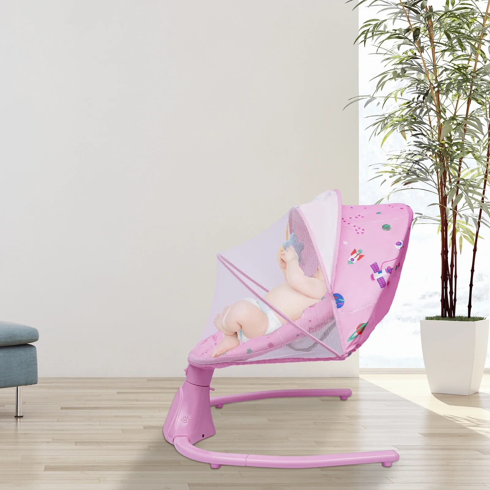 Adjustable Baby Swing – Remote Control, 4 Swing Speeds, Timing Function, Comfortable Cushion