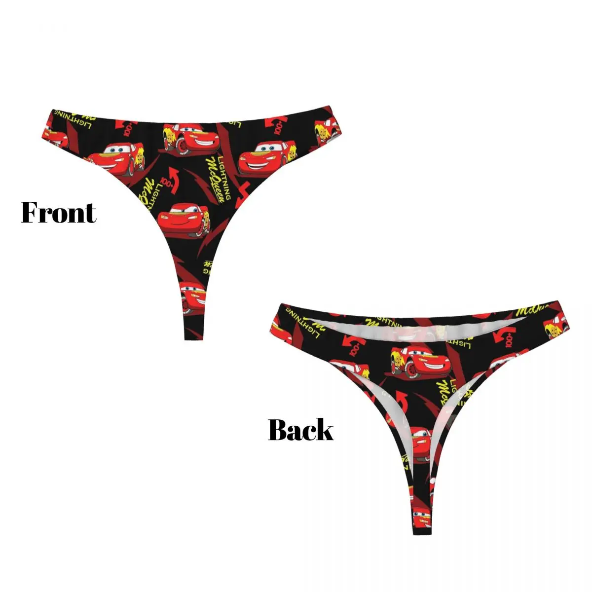 Custom Womens Lightning McQueen Car Race G-string Panties Female Stretch Thongs Underwear