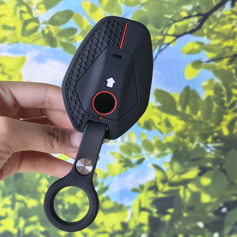 Durable Honeycomb Key Fob Protector with Keychain for BMW R1300GS R1300 1300GS R1250GS R1250 ADV Striped Silicone Case