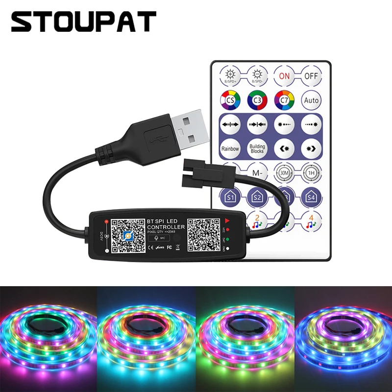WS2812B Controller Bluetooth Musik für Pixel LED Streifen Licht SK6812 WS2811 WS2812 LED Licht Streifen USB 5V APP Remote controller