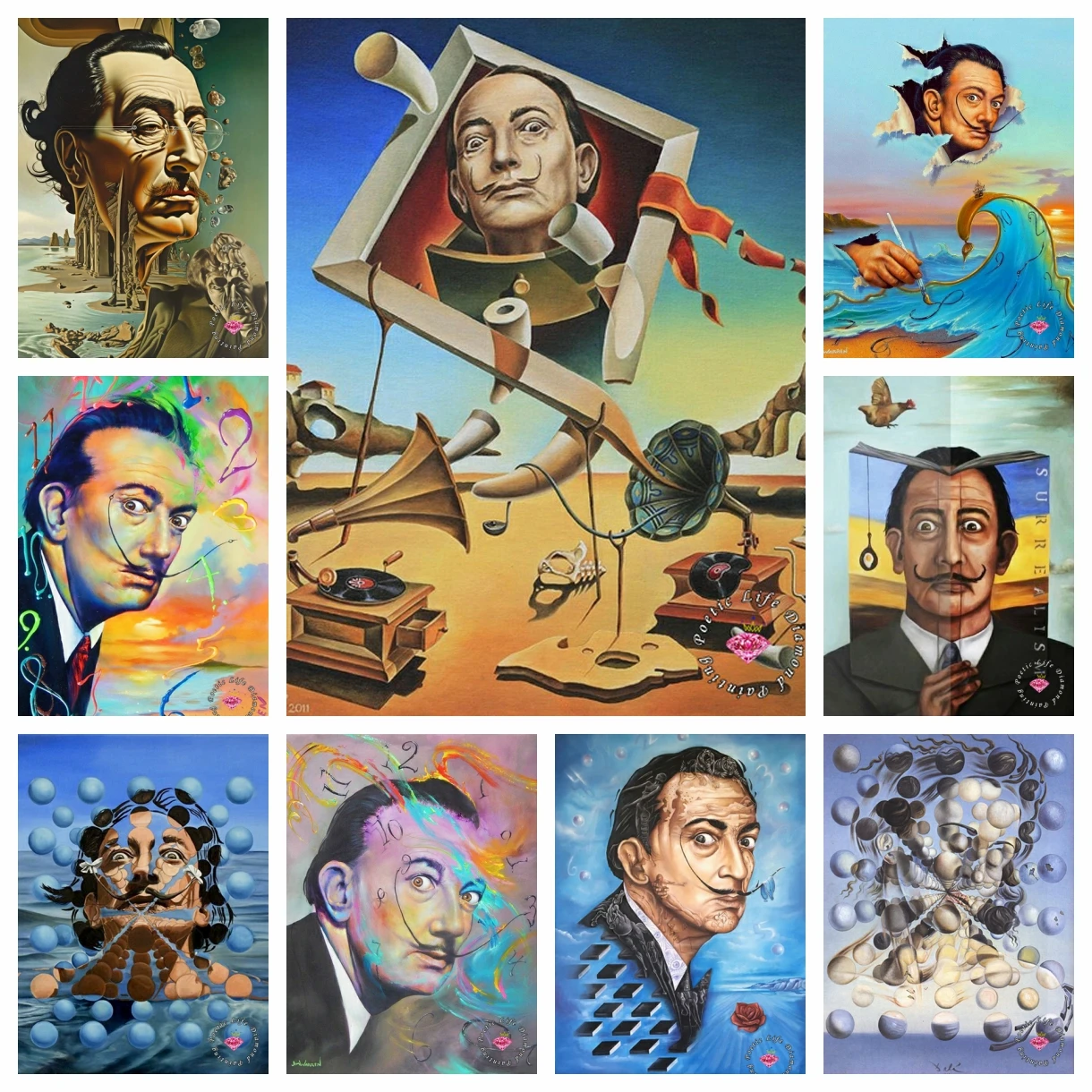 

Abstract Surrealism Art By Salvador Dali DIY Diamond Painting Cross Stitch Kit Rhinestone Embroidery Mosaic Wall Home Decor Gift