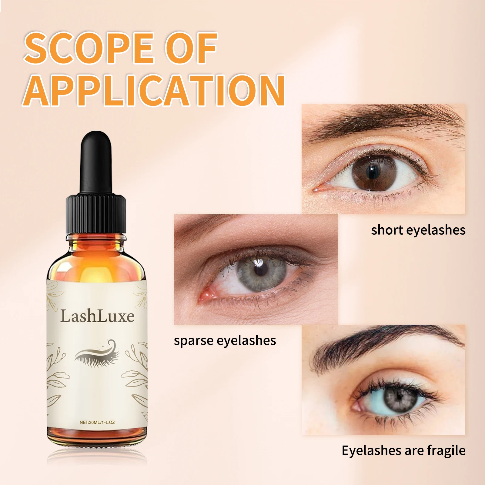 Siero per la crescita delle ciglia con olio di ricino da 30 ml Allunga e addensare naturale per mascara per la cura delle ciglia