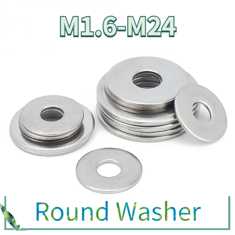 

304 Stainless Steel Washers Ultra-thin Metal Flat Screw Gasket M1.6 M2 M3 M5 M6 M8~ M24 Standard/Thickened Meson Washer