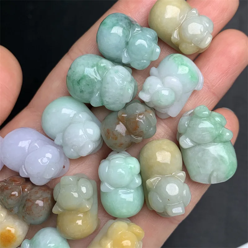 

Natural Myanmar Jadeite A-grade 3D Lucky Pig Pendant Wholesale Three Color Zodiac Pig Lucky Charm Jewelry Drop Shipping
