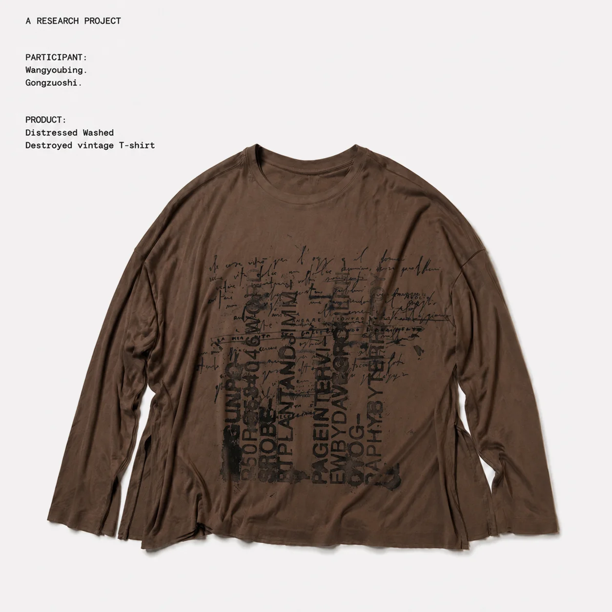 Loose Fit Long Sleeve T-Shirt Dark Vandalism Graffiti Youth Fashion Shoulder Slouchy Comfortable Cotton round Neck Unisex T-S...