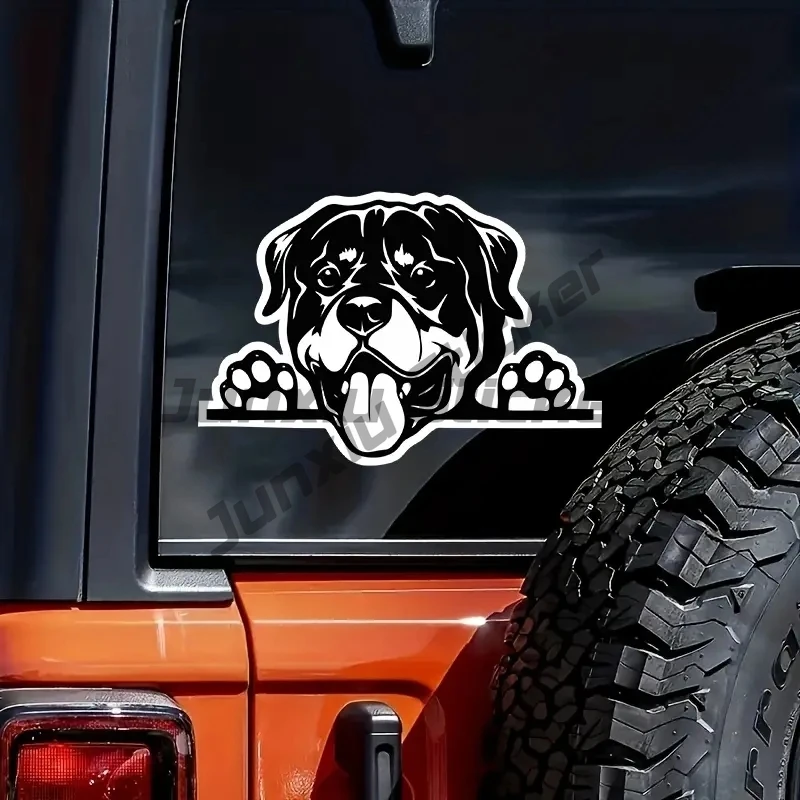 Peeping Rottweiler Creative Vinyl Waterproof Sticker Decal for Car, Laptop, Wall Window, Bumper Sticker