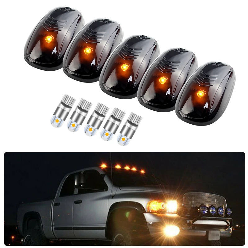 12V 5pcs LED Lights Off Road 4x4 Pickup Roof Dome Ceiling Lamps Truck Side Marker Position Bulbs Fog Running Car Accessories