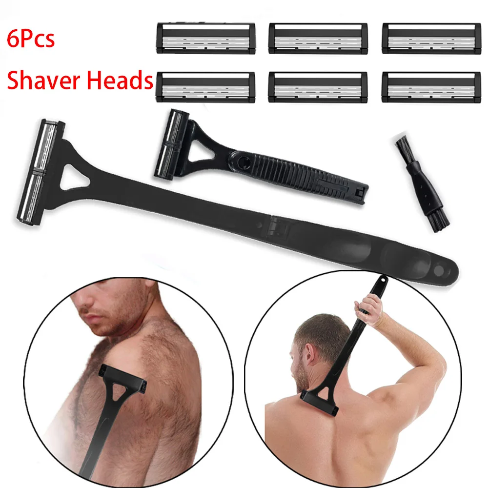 New Men Back Shaver Hair Body Shaver Safety Replaceable Razor Heads Foldable Trimmer Leg Long Handle Removal Shaving Razor Tool