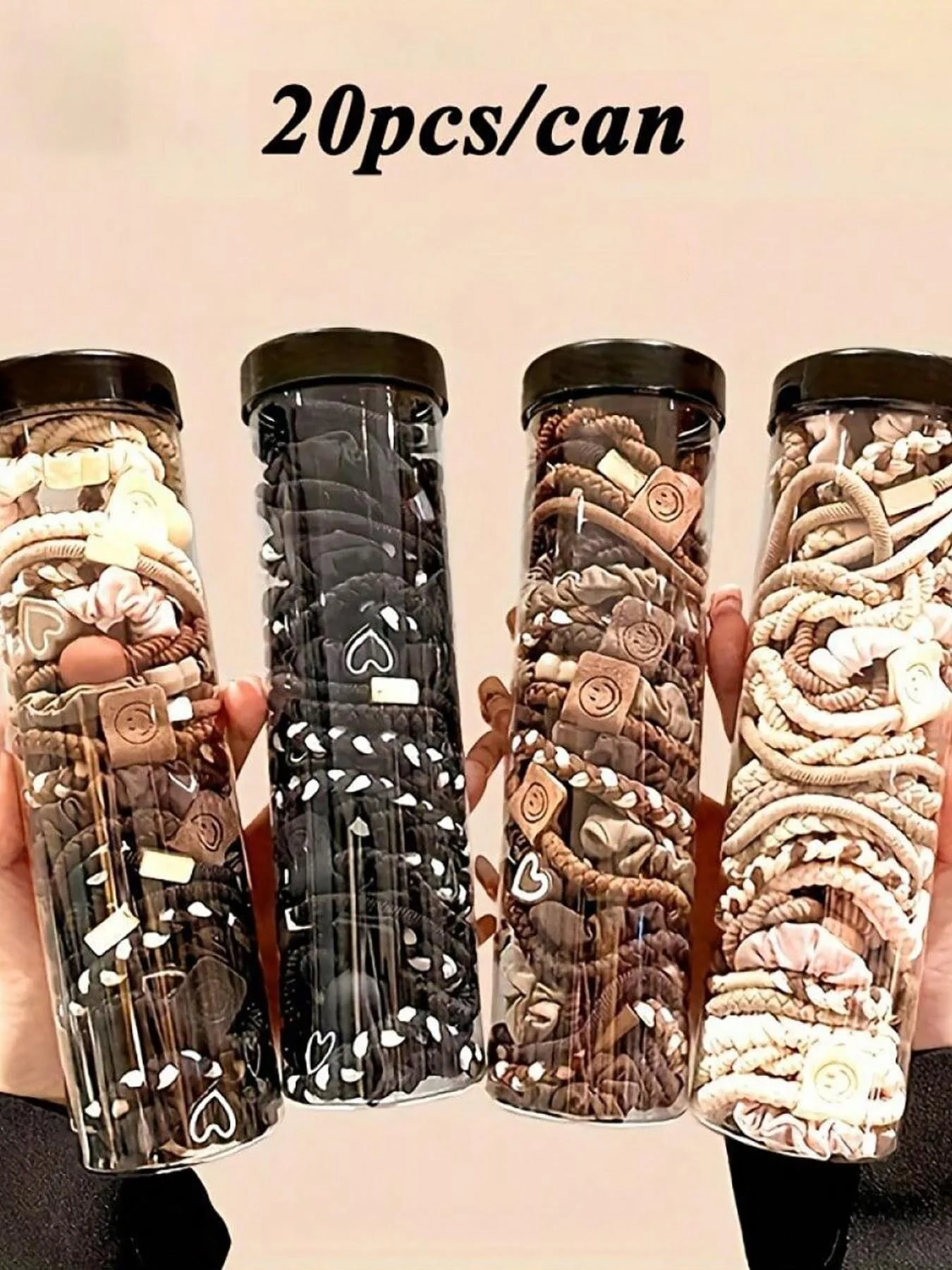 20PCS/Set Casual High Ponytail Hair ties, Solid Color Polyester Elastic Hair bands, Stretchy Rubber Bands For All Seasons