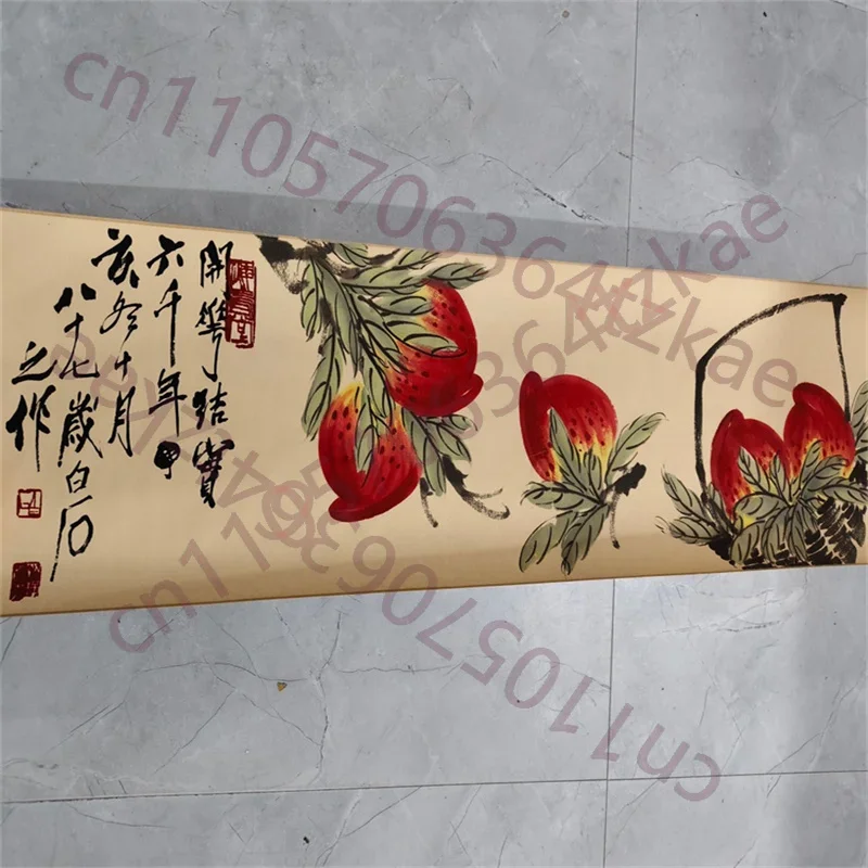 Qi Baishi's Longevity of Ten Thousand Years Traditional Chinese Old LongScroll Painted Artwork for Home Decor collection