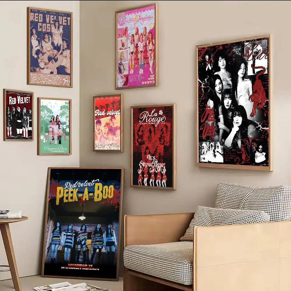 Popular Kpop R-Red V-Velvet Self-adhesive Art Poster Whitepaper Sticker DIY Room Bar Cafe Wall Decor