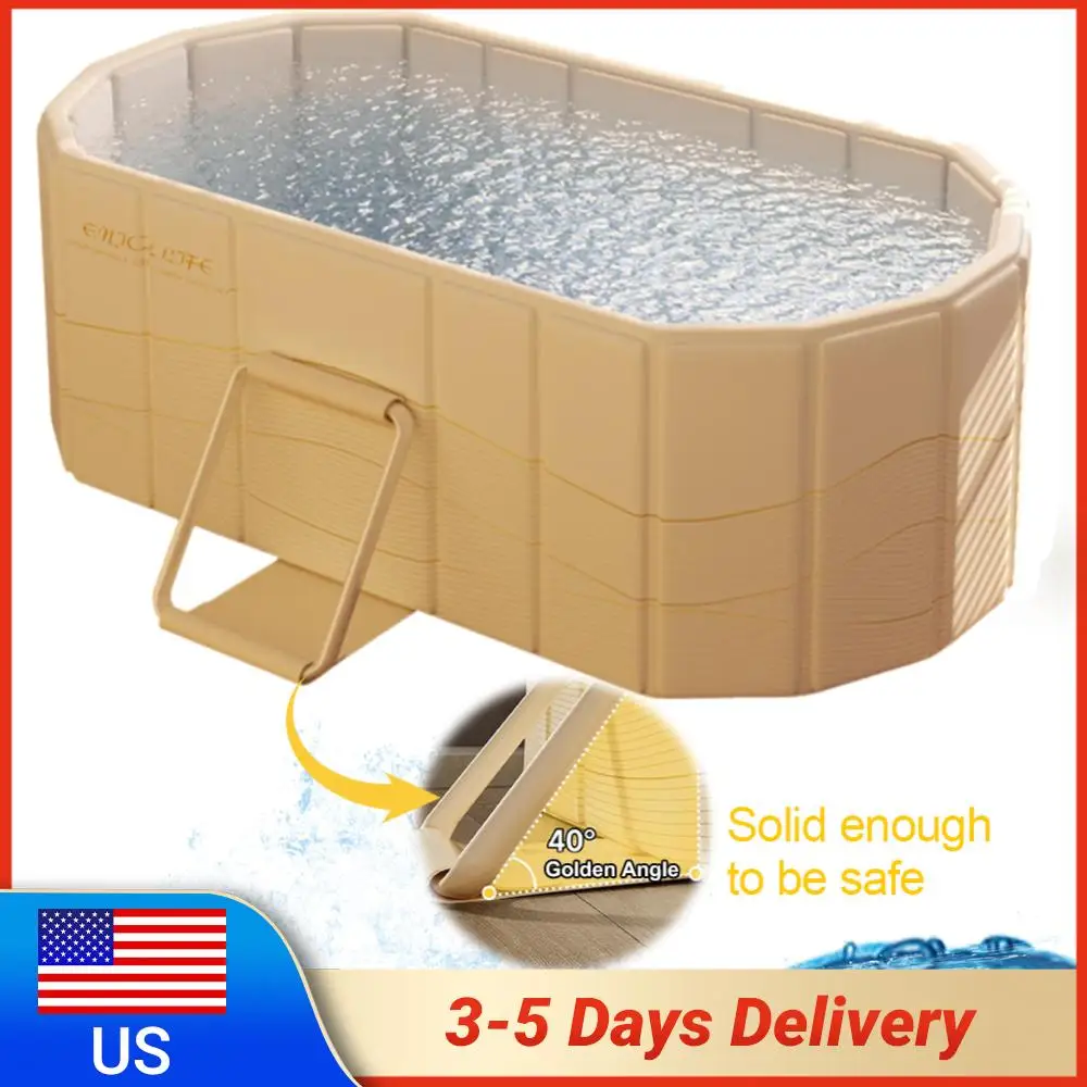 

Foldable Portable Hot Tub Large Collapsible Ice Bath Tub Dual Drainage Design Soaking Bathtub for Hot Bath and Ice Bath