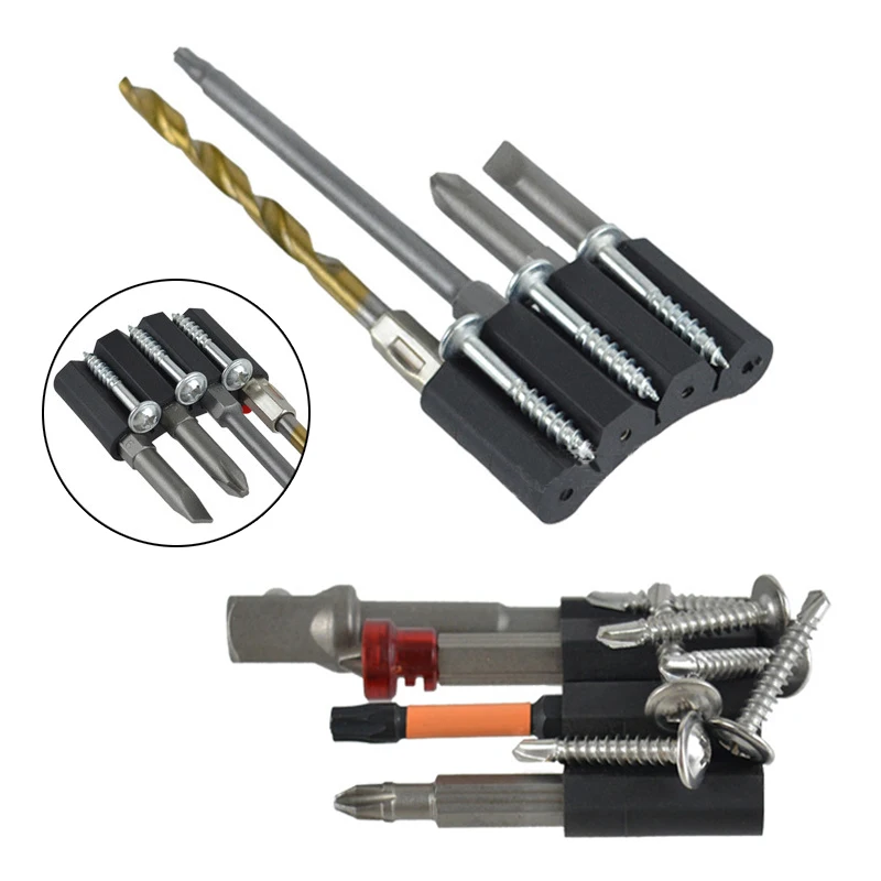 Magnetic Bit Holder 3/4 Holes Screwdriver Bit Holder Drill Bit Stand Storage Case with 3M Adhesive Tape Power Tools Accessories