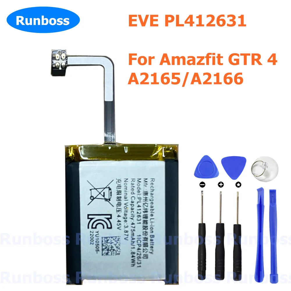 New PL412631 475mAh Original Battery For Huami Amazfit GTR 4 47mm A2165 A2166 Watch Battery Repair Replacement Part