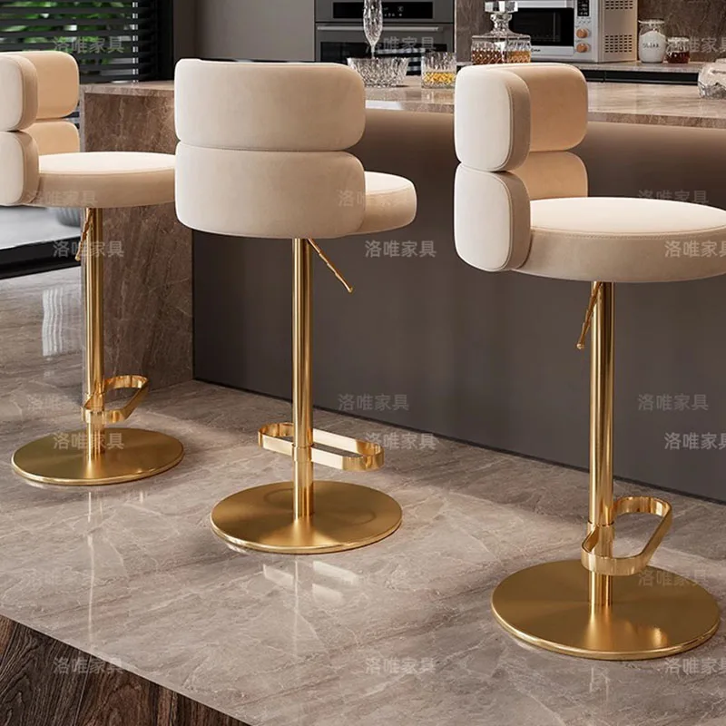 

Aesthetic Comfortable Barstools Ergonomic Relaxing Aluminum Vanity Barstools Minimalist Metal Taburete Alto Trendy Furniture