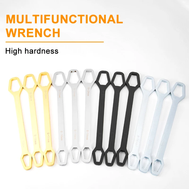 Multi Functional Ring Wrench Double End Solid Wrench, Self Tightening Adjustable Universal Adjustable Wrench 8-24Mm