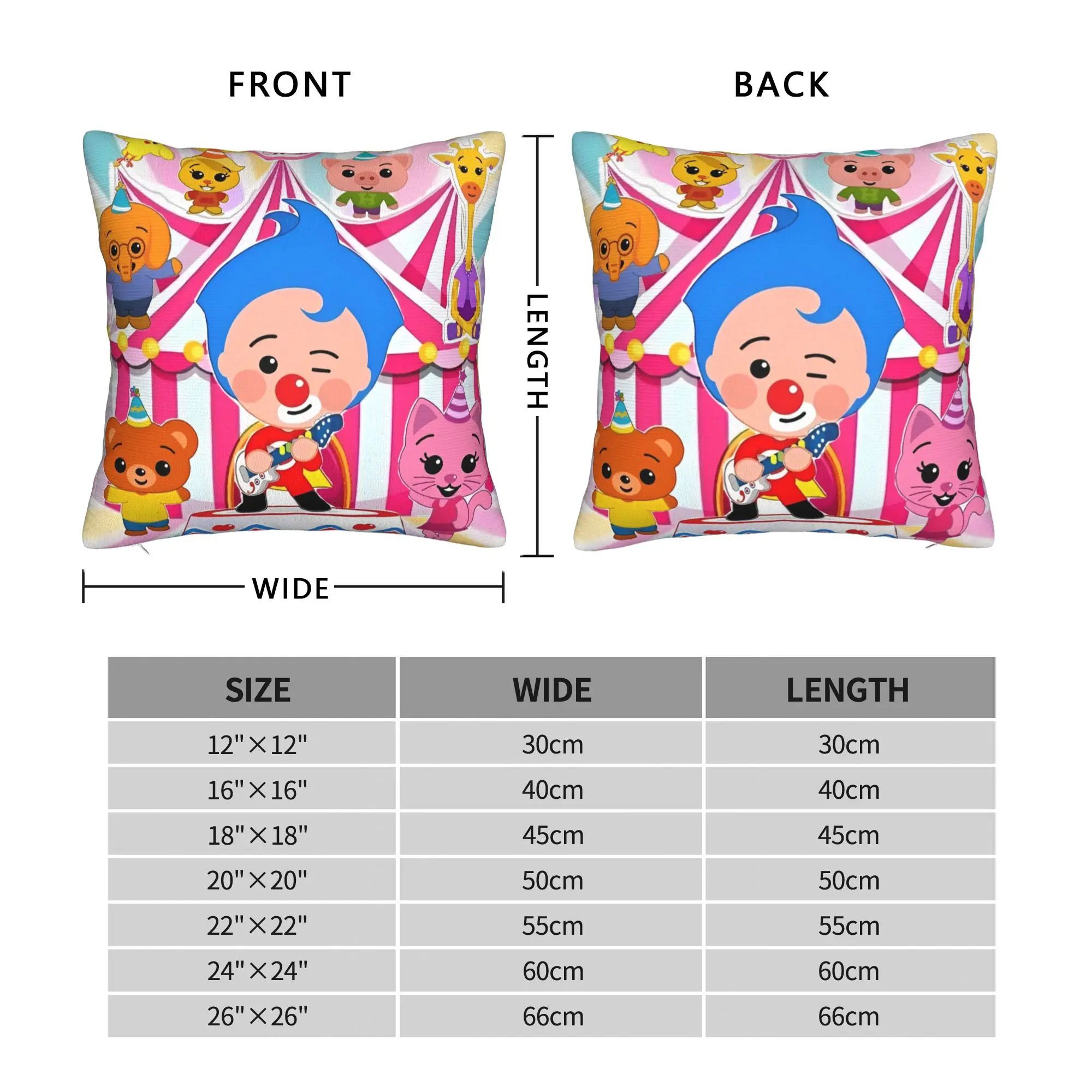 P-Plims Square Pillow Cases Clown  Cushion Covers Funny Zippered Decorative Throw Pillow Case Cover for Bed 18